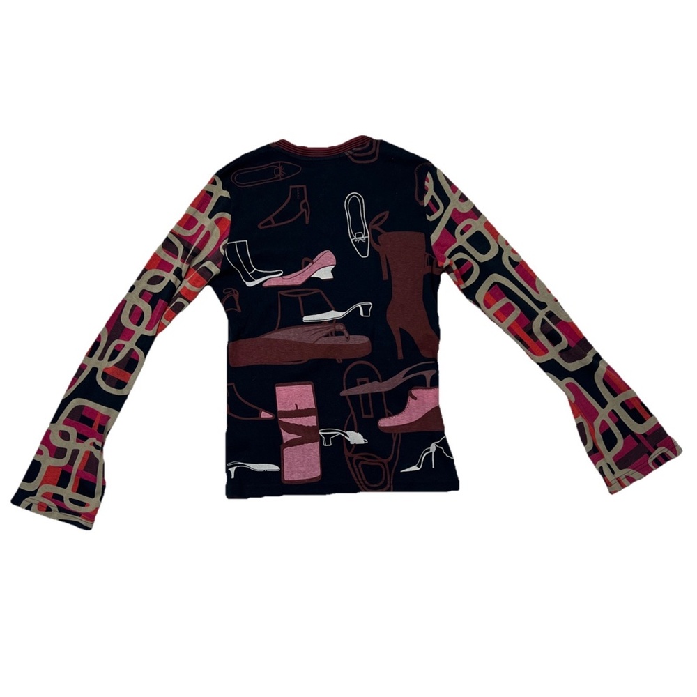 Vintage Y2K Custo Barcelona Medium V Neck Long Sleeve Shirt Shoes Sandal Graphic - Picture 5 of 5